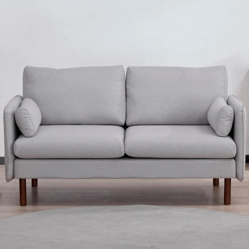 Canapé Causeuse Yucca Moderne, Polyester / Cuir Vegan - 2 Coussins Inclus