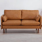 Canapé Causeuse Yucca Moderne, Polyester / Cuir Vegan - 2 Coussins Inclus