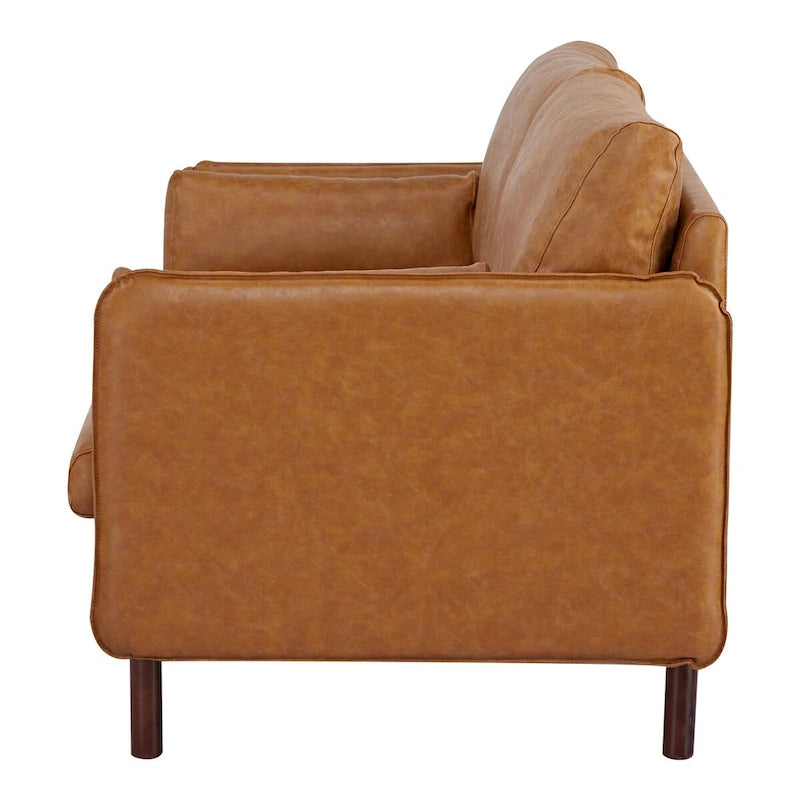 Canapé Causeuse Yucca Moderne, Polyester / Cuir Vegan - 2 Coussins Inclus