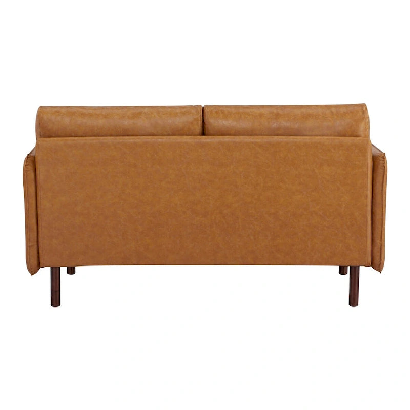 Canapé Causeuse Yucca Moderne, Polyester / Cuir Vegan - 2 Coussins Inclus