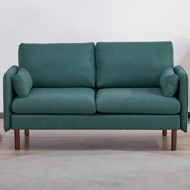 Canapé Causeuse Yucca Moderne, Polyester / Cuir Vegan - 2 Coussins Inclus