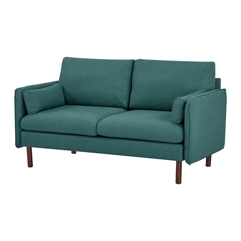 Canapé Causeuse Yucca Moderne, Polyester / Cuir Vegan - 2 Coussins Inclus