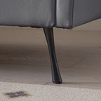 Modern Faux Leather L-Shaped Sofa with Convertible Ottoman