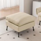 Modern Faux Leather L-Shaped Sofa with Convertible Ottoman