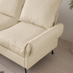 Modern Faux Leather L-Shaped Sofa with Convertible Ottoman