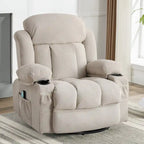 Fauteuil inclinable manuel massant et chauffant en velours capitonné avec base pivotante à 360°