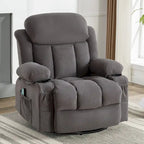 Fauteuil inclinable manuel massant et chauffant en velours capitonné avec base pivotante à 360°