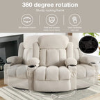 Fauteuil inclinable manuel massant et chauffant en velours capitonné avec base pivotante à 360°