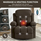Fauteuil inclinable manuel massant et chauffant en velours capitonné avec base pivotante à 360°