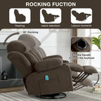 Fauteuil inclinable manuel massant et chauffant en velours capitonné avec base pivotante à 360°
