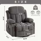 Fauteuil inclinable manuel massant et chauffant en velours capitonné avec base pivotante à 360°