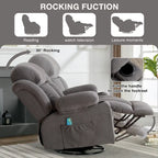 Fauteuil inclinable manuel massant et chauffant en velours capitonné avec base pivotante à 360°