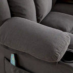 Fauteuil inclinable manuel massant et chauffant en velours capitonné avec base pivotante à 360°