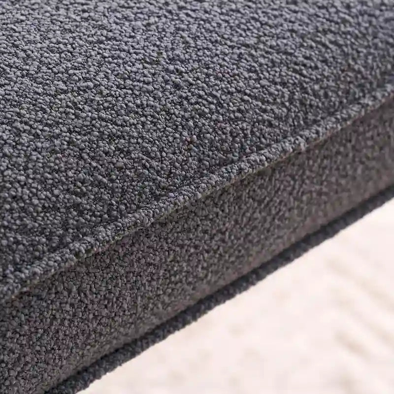 Repose-pieds ottoman rectangulaire capitonné en sherpa agneau