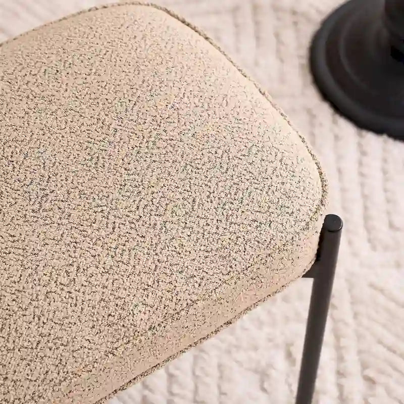 Repose-pieds ottoman rectangulaire capitonné en sherpa agneau