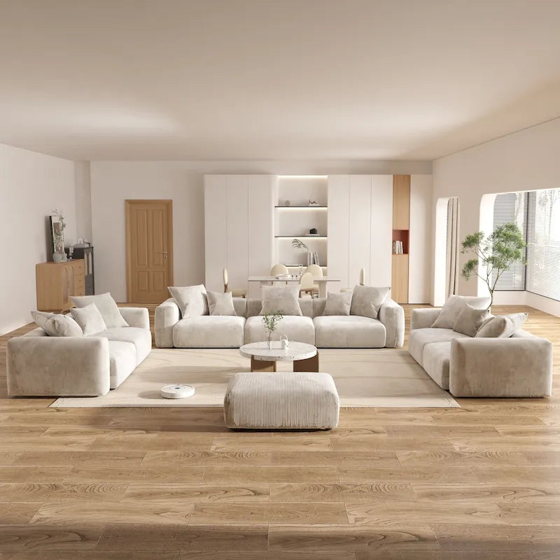 Oversized Corduroy Fabrics Sectional Sofa Set