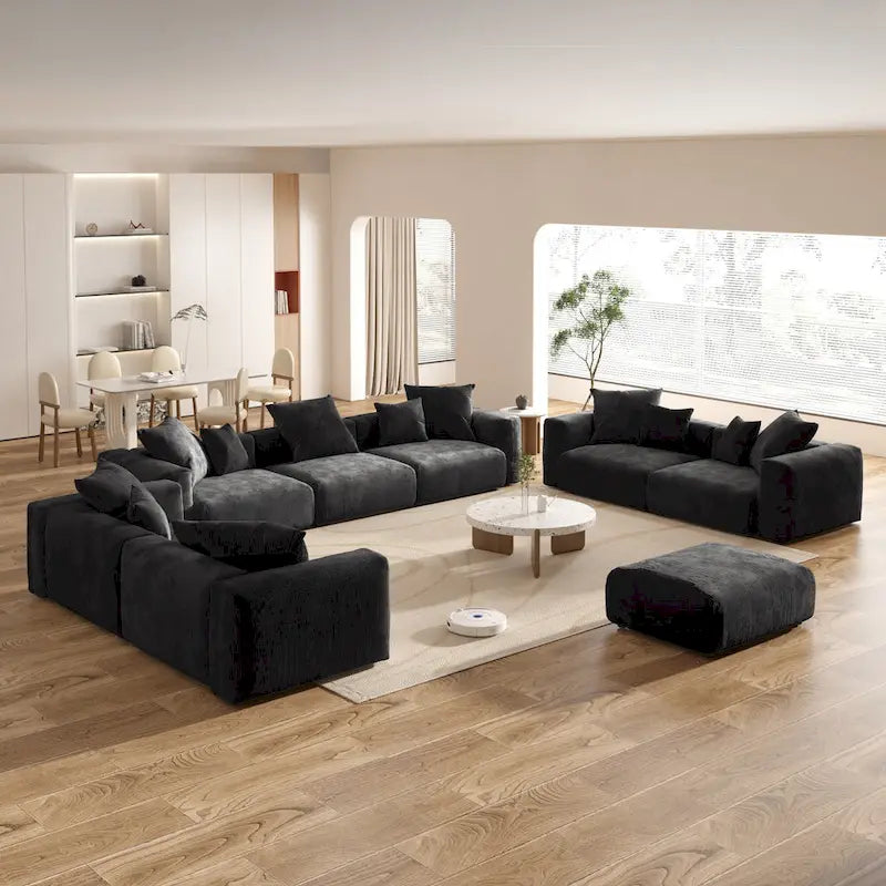 Oversized Corduroy Fabrics Sectional Sofa Set