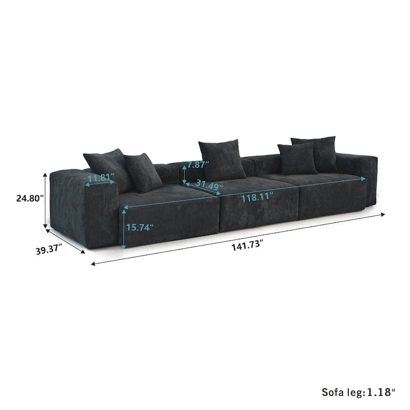Oversized Corduroy Fabrics Sectional Sofa Set