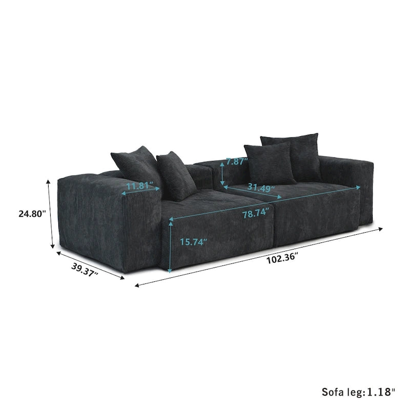 Oversized Corduroy Fabrics Sectional Sofa Set