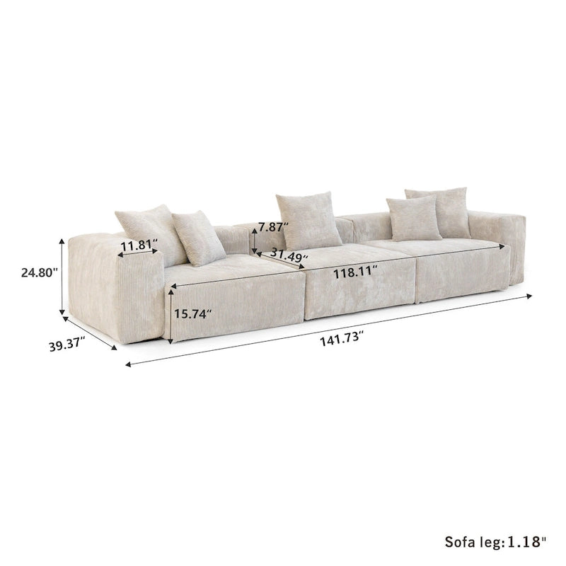 Oversized Corduroy Fabrics Sectional Sofa Set