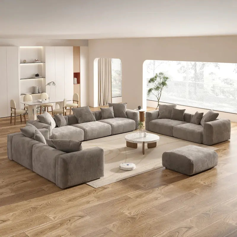 Oversized Corduroy Fabrics Sectional Sofa Set