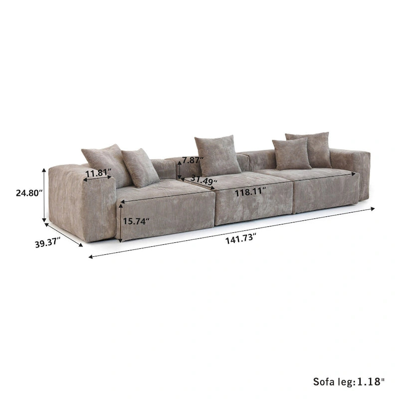 Oversized Corduroy Fabrics Sectional Sofa Set