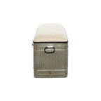 Metal Galvanized Storage Bench with Cream Burlap Top and Black Latches - Gray - Roche River Decor