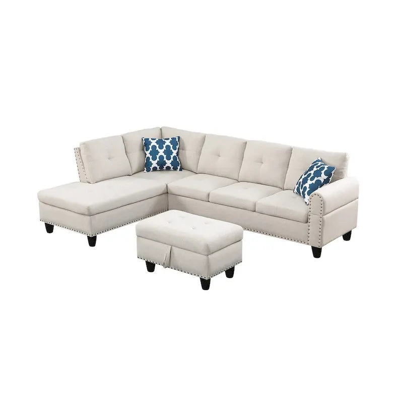 Alger 98 Wide Left Hand Facing Sofa & Chaise with Ottoman