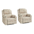 Larry Traditional Floral Dual Motor Heated Lift Assist Power Recliner with Massage Set of 2 by HULALA HOME