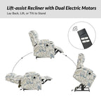 Larry Traditional Floral Dual Motor Heated Lift Assist Power Recliner with Massage Set of 2 by HULALA HOME