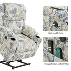 Larry Traditional Floral Dual Motor Heated Lift Assist Power Recliner with Massage Set of 2 by HULALA HOME