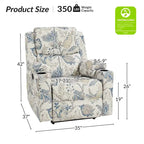 Larry Traditional Floral Dual Motor Heated Lift Assist Power Recliner with Massage Set of 2 by HULALA HOME