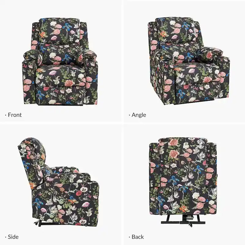 Larry Traditional Floral Dual Motor Heated Lift Assist Power Recliner with Massage Set of 2 by HULALA HOME