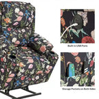 Larry Traditional Floral Dual Motor Heated Lift Assist Power Recliner with Massage Set of 2 by HULALA HOME