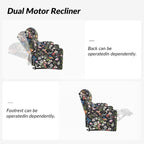 Larry Traditional Floral Dual Motor Heated Lift Assist Power Recliner with Massage Set of 2 by HULALA HOME