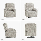 Larry Traditional Floral Dual Motor Heated Lift Assist Power Recliner with Massage Set of 2 by HULALA HOME