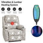 Larry Traditional Floral Dual Motor Heated Lift Assist Power Recliner with Massage Set of 2 by HULALA HOME
