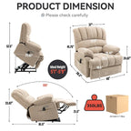 Chenille Large Electric Power Lift Massage & Heat, USB Port,Pockets