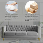 Canapé moderne en velours avec capitonnage et pieds en métal