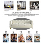 Canapé moderne en velours avec capitonnage et pieds en métal