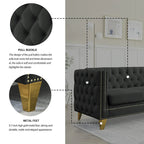Canapé moderne en velours avec capitonnage et pieds en métal