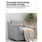 360 Degree Swivel Armchair Cotton linen fabric Ergonomic design Brass nail decorative armchair Living room chairs Black legs