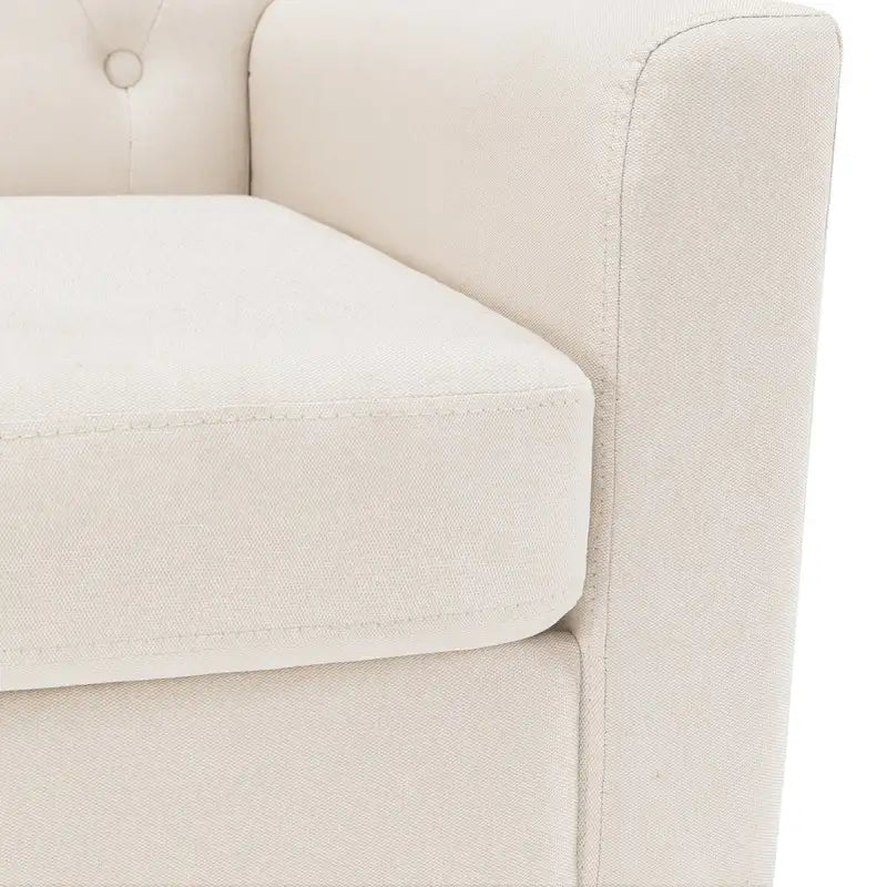 LUE BONA Modern Upholstered Accent Chair Linen Fabric Button Tufted Armchair with Solid Wood Frame - 28.5 W X 27.25 D X 33.75 H