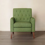 LUE BONA Modern Upholstered Accent Chair Linen Fabric Button Tufted Armchair with Solid Wood Frame - 28.5 W X 27.25 D X 33.75 H