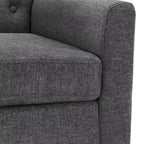 LUE BONA Modern Upholstered Accent Chair Linen Fabric Button Tufted Armchair with Solid Wood Frame - 28.5 W X 27.25 D X 33.75 H