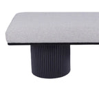 Upholstered Bench with Black Chunky Legs Light Grey Boucle Fabric Contemporary Style Bed-end Bench for Bedroom Living Room
