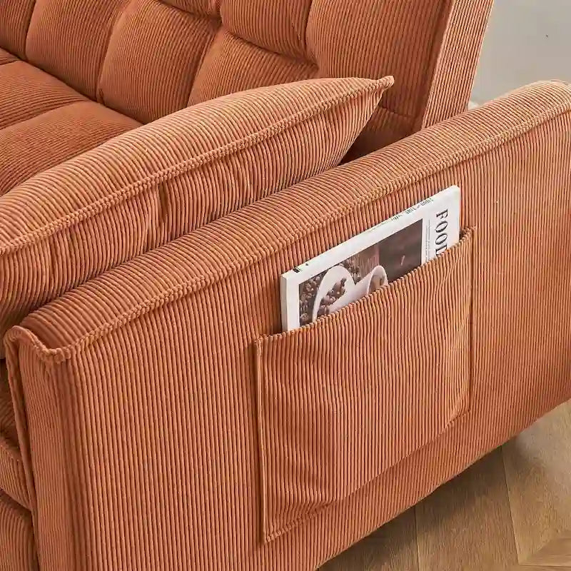 Canapé convertible en velours côtelé moderne avec dossier réglable