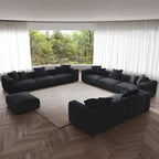 Modern 3-piece Sofa Set with Chaise Ottoman,Corduroy Modular Sectional Couch For Living Room