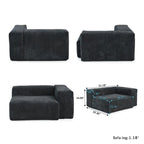 Modern 3-piece Sofa Set with Chaise Ottoman,Corduroy Modular Sectional Couch For Living Room