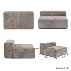 Modern 3-piece Sofa Set with Chaise Ottoman,Corduroy Modular Sectional Couch For Living Room